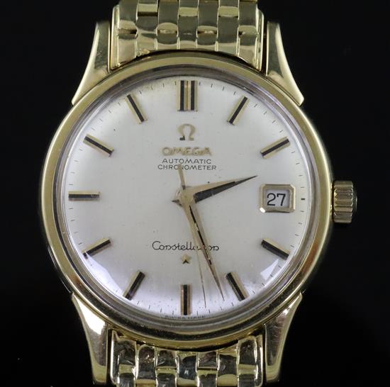 A gentlemans early 1960s 18ct gold Omega Constellation Automatic Chronometer wrist watch,